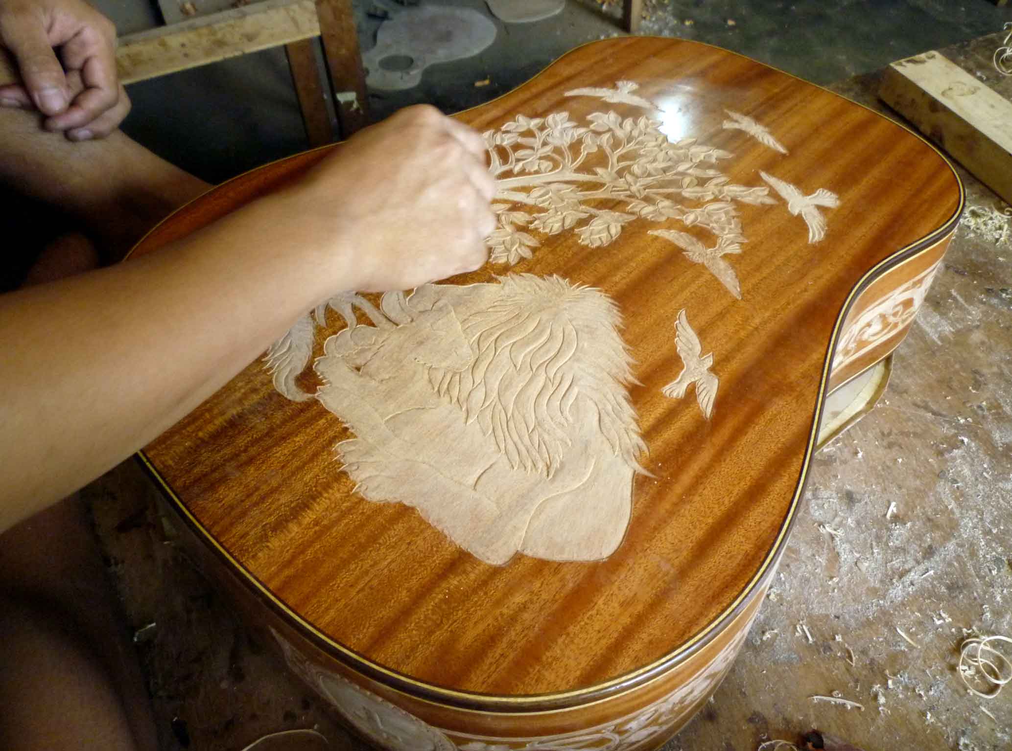 Carving the custom guitar